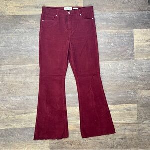 Generation wine red flared leg flower corduroy pants size 30 B159
